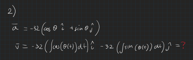 Integration of acceleration in polar coordinates