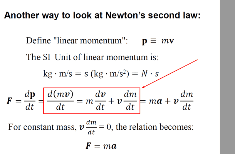 Deriving force from momentum using d(mv)/dt