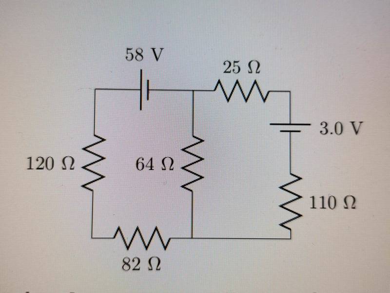 Calculating current in five resistor/two battery circuit