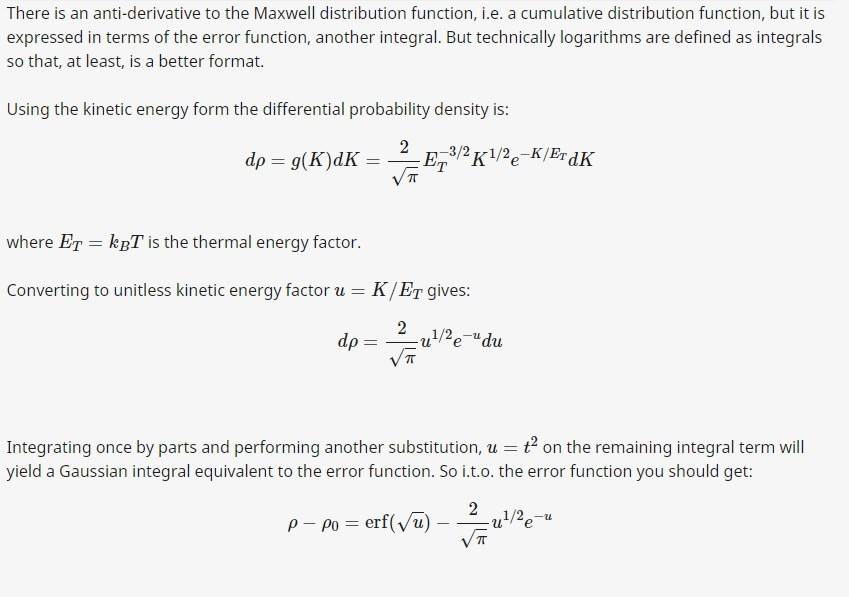 Integration of the Maxwell Speed Distribution Physics Forums