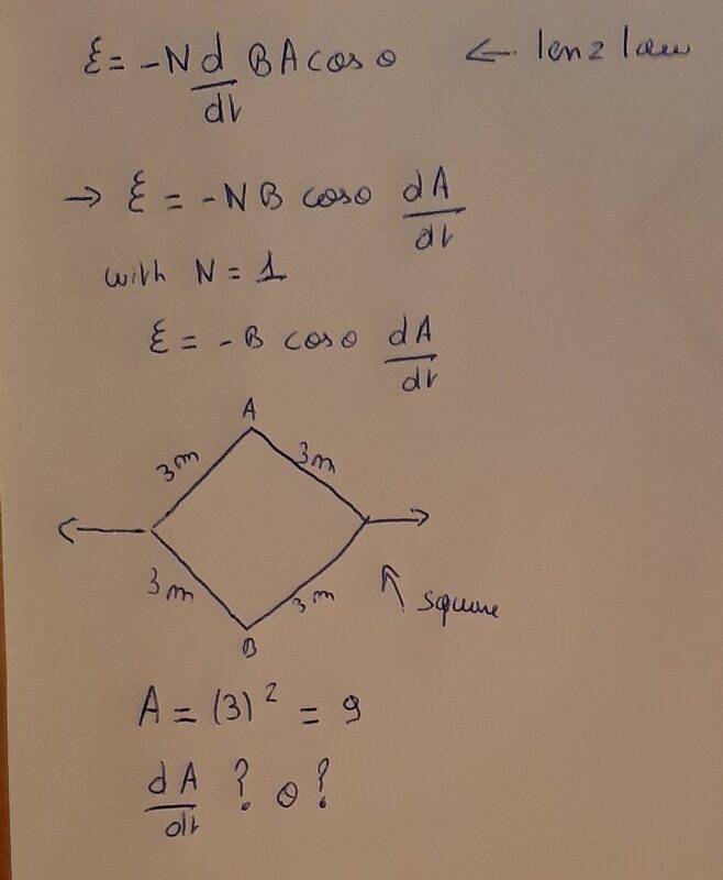 Lenz law how to find dA/dT and O?