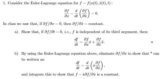 EulerLagrange equation application Physics Forums