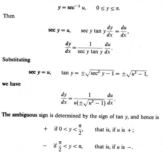 Derivative of inverse secant