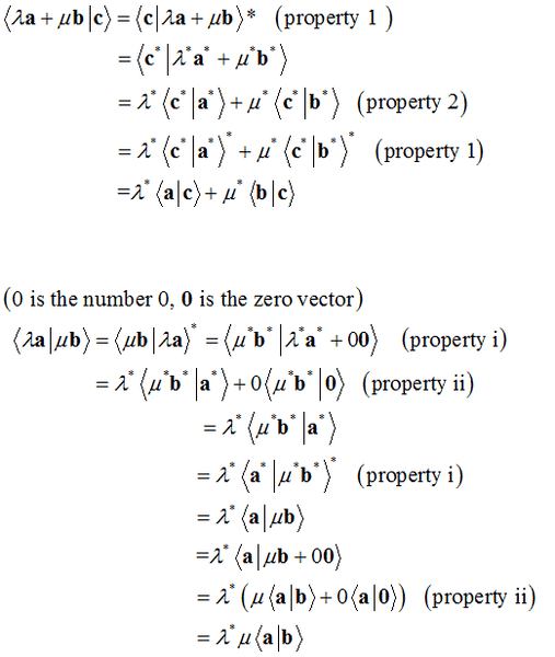 Deriving Properties of Inner Products for Complex Vector Spaces