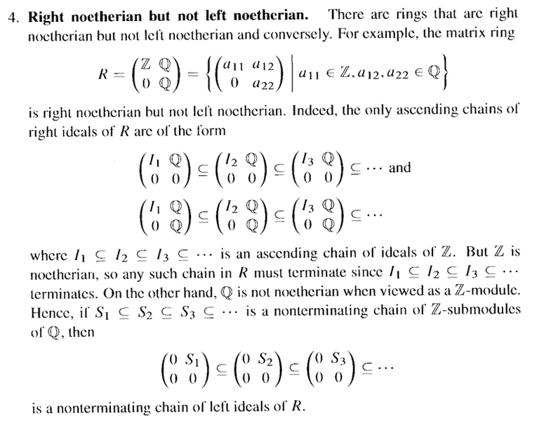 Example Bland Right Noetherian but not Left Noetherian