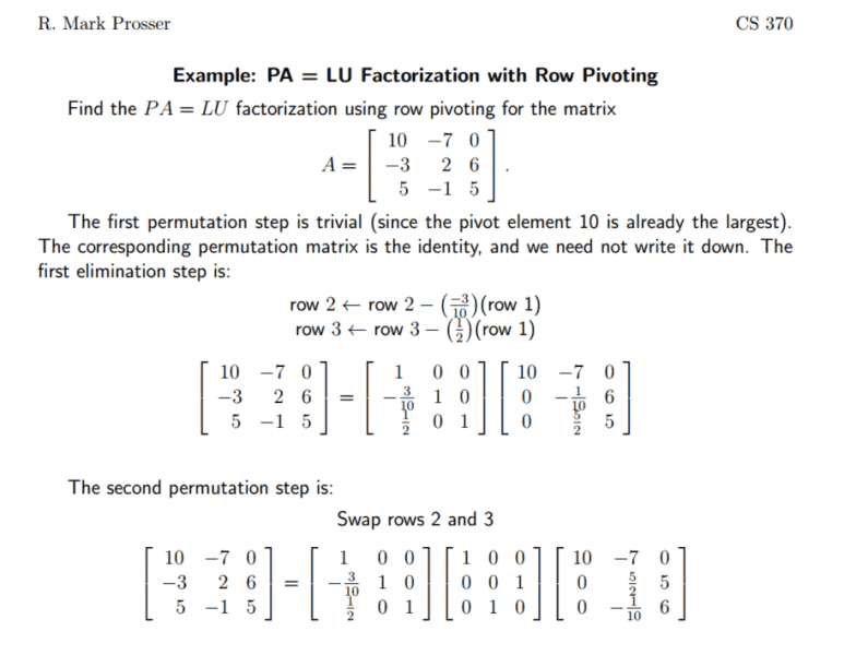 Have you done PA=LU factorization?