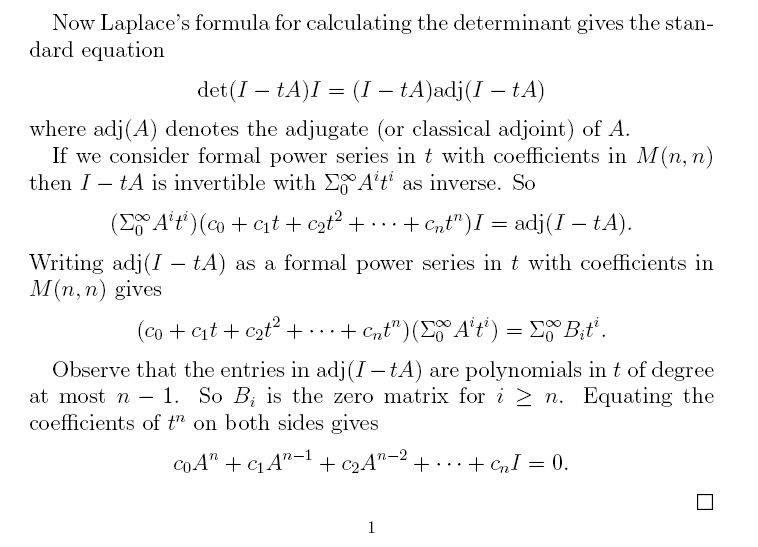 How to prove The CayleyHamilton Theorem?