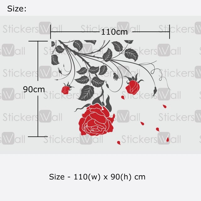 LARGE FLOWER ROSES Wall Stickers Wall Decals Wall Graphics Vines Leafs