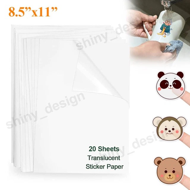 20 SHEETS A4 Inkjet Printable Vinyl Sticker Paper Adhesive Decal