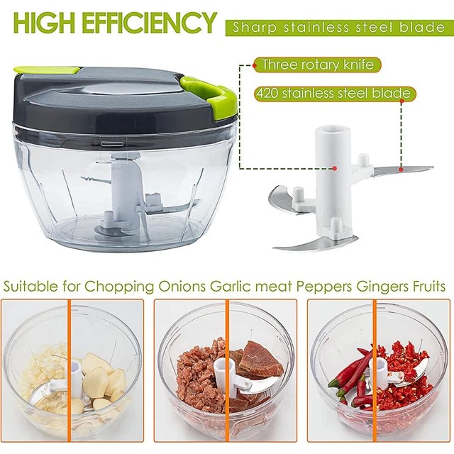 NEW HAND CHOPPER Manual FoodProcessor Pull String To Slice Vegetables