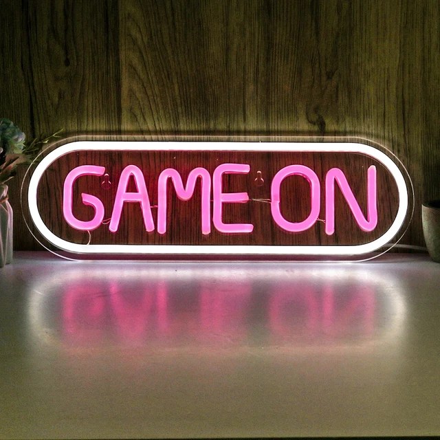 LED NEON SIGN Game On USB Wall Night Light Lamp Hanging Bar Home Room