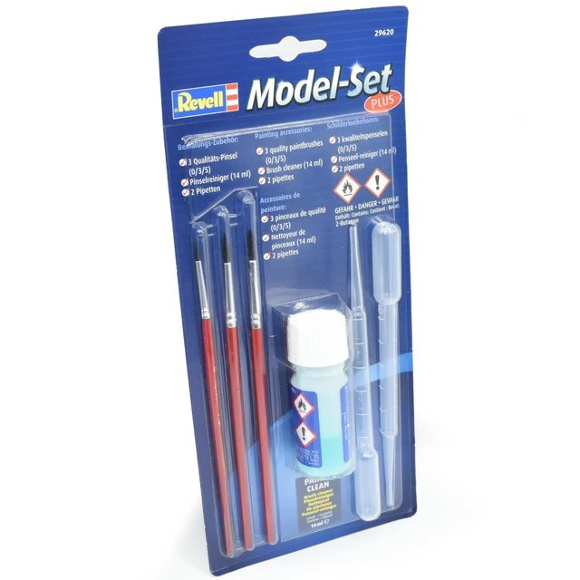 REVELL® MODEL SET Plus Acrylic Enamel Paint Model Brushes Size 0, 3, 10 Cleaner £12.99 PicClick UK