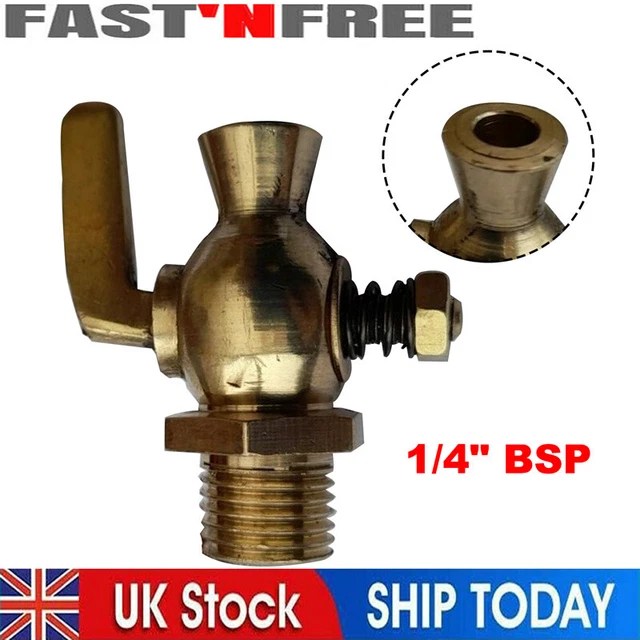 TRACTOR RADIATOR ENGINE Block Water Drain Tap Brass 1/4 Bsp Nuffield