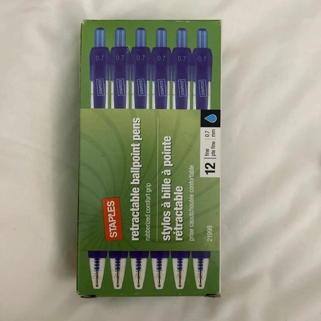 STAPLES RETRACTABLE BALLPOINT Pens Medium Point Blue Color with