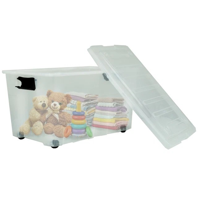 LARGE UNDERBED PLASTIC Storage Drawer Container Box Wheeled Bedding
