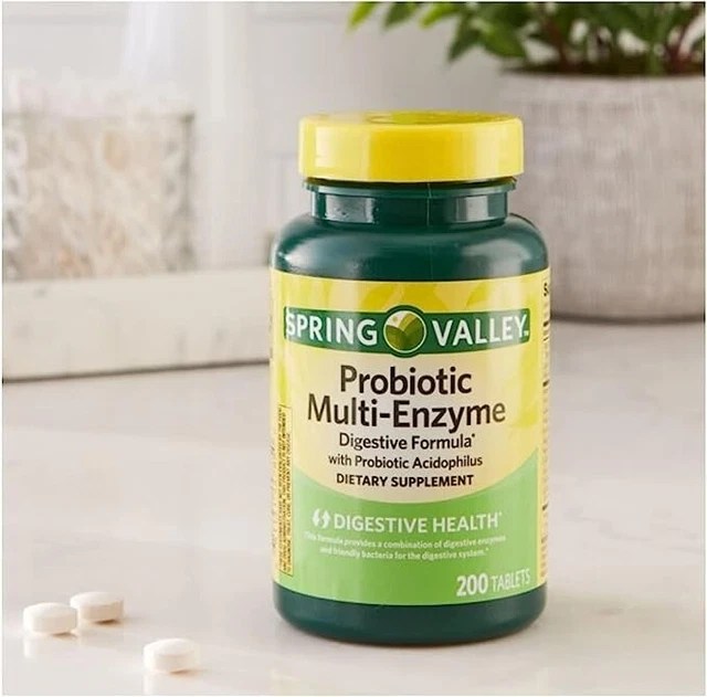SPRING VALLEY PROBIOTIC MultiEnzyme Digestive Formula Tablets 200