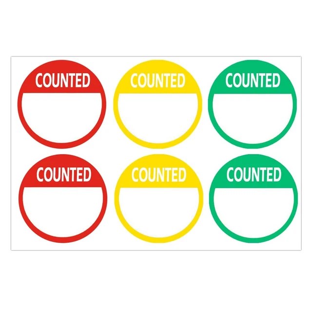 COUNTED LABELS STICKERS, 2 Inch Round Adhesive Writable Inventory