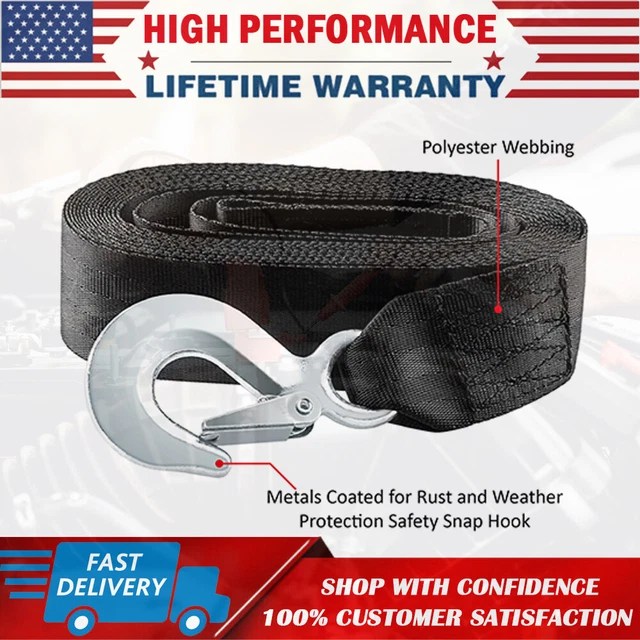 DELUXE BOAT TRAILER Towing Winch Strap Rope 2" X20' 10000LB With Snap