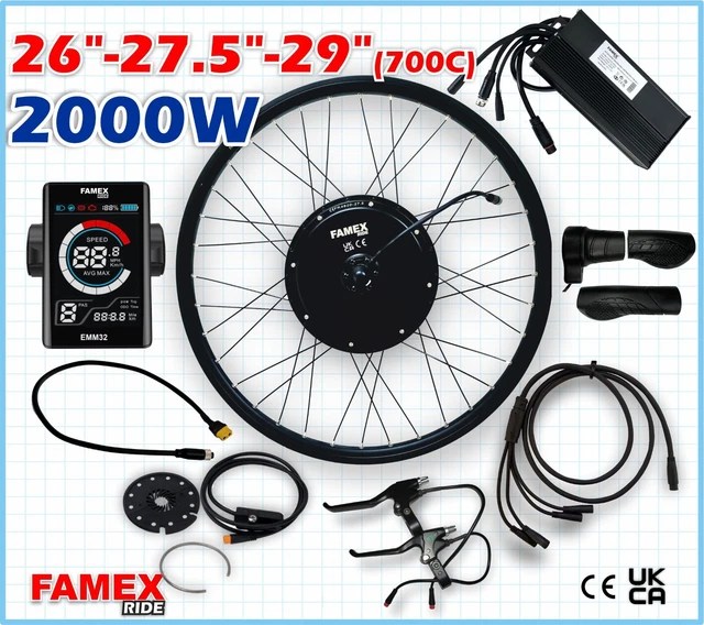 PROFESSIONAL ELECTRIC BICYCLE Conversion Kit E Bike Rear Wheel 2000 48V