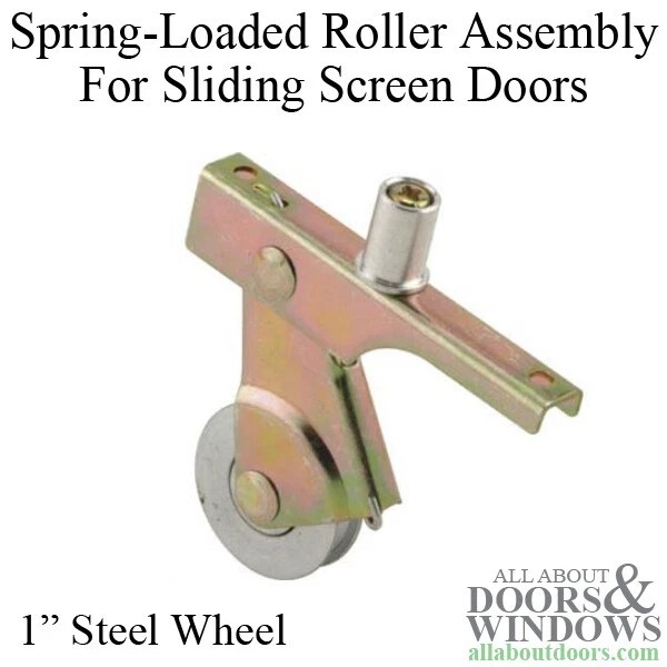 SPRING LOADED ROLLER Assembly with 1 Inch Steel Wheel for Sliding