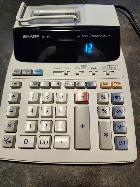 SHARP CALCULATOR ADDING Machine EL-1801V 12 Digit 2 Color Printing