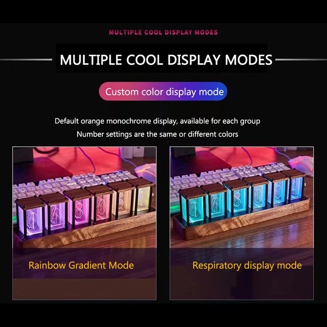 PHONE CONTROL RGB Nixie Glow Tube Clock LED Digital Alarm Clock