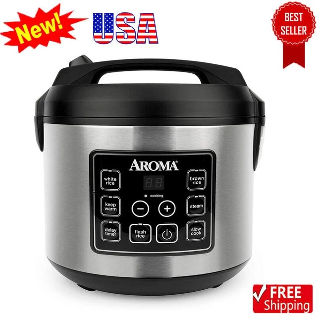 20 CUP COOKED Digital Rice Cooker Slow Cooker Food Steamer SS Exterior