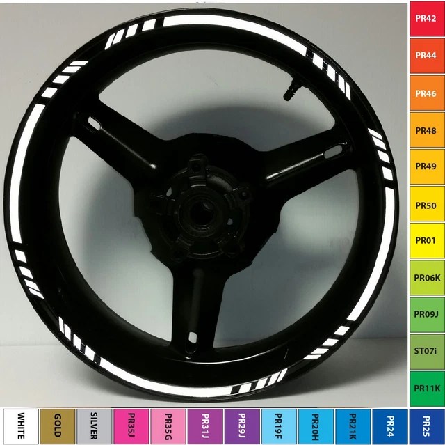 BLACK MOTORCYCLE 3M Reflective Rim Stripes Wheel Decals Tape Stickers