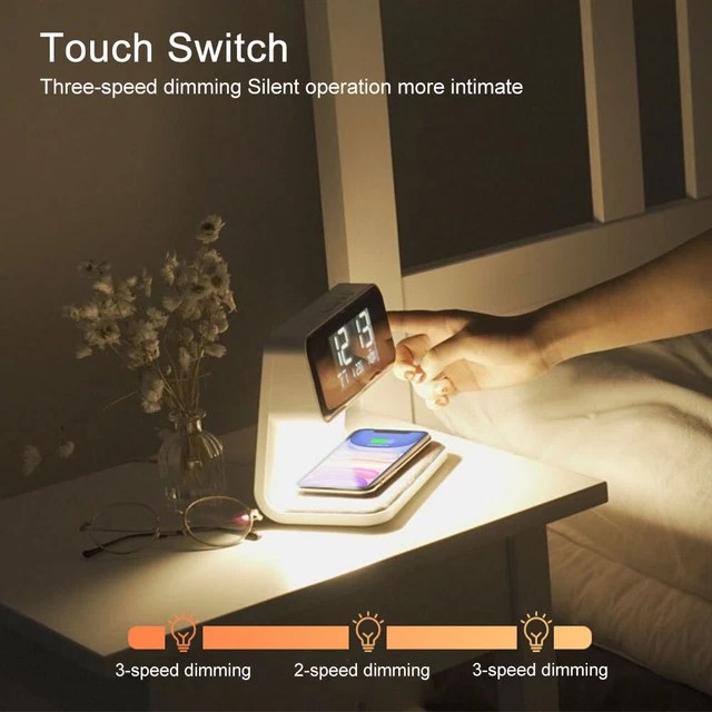 3 IN 1 Night Light Wireless Charger Night Lamp Digital Alarm Clock for