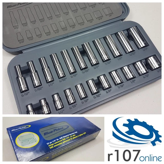 BLUE POINT 22PC 1/4" AF Imperial Socket Set As sold by Snap On. £65.