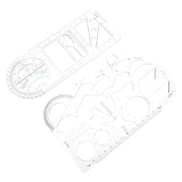 2 PCS ARCHITECTURE Templates Drawing Function Ruler Clear Tool 9.91