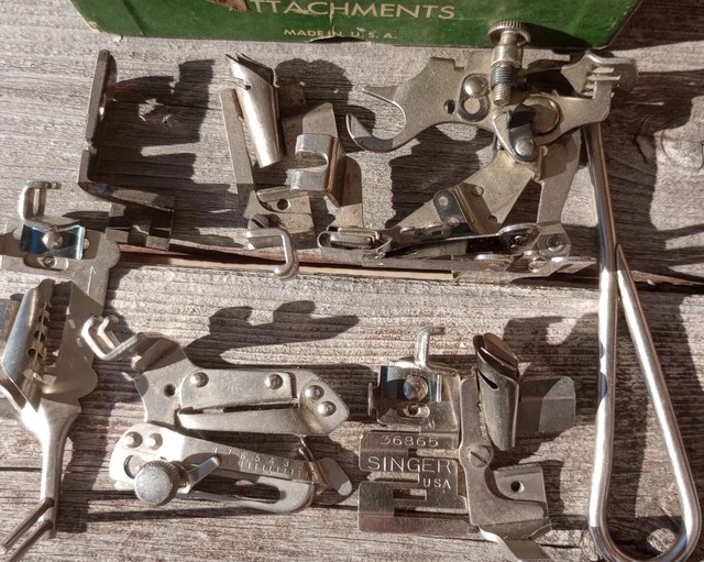 SINGER SEWING MACHINE Parts USA Ruffle Attachment Lot Vintage Metal 24