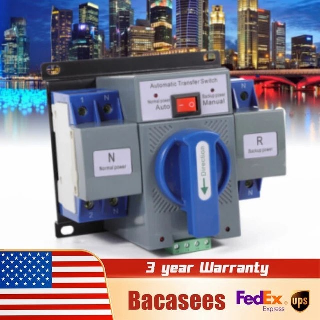 AUTOMATIC TRANSFER SWITCH Dual Power Generator Changeover Manual Switch