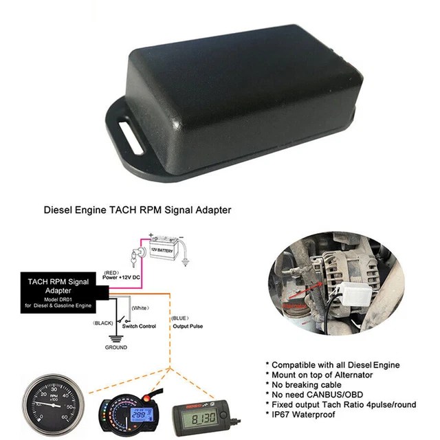 DIESEL ENGINE TACHOMETER Adapter RPM Signal Sensor For Vehicle Truck