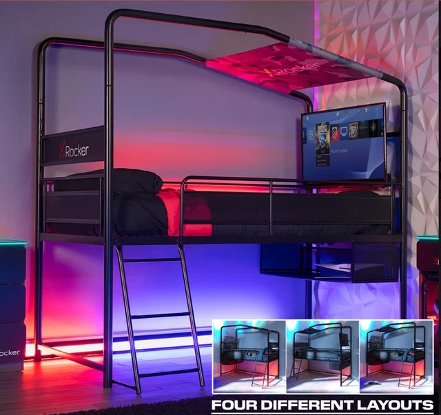 X ROCKER CONTRA Gaming Mid Sleeper with TV Mount (4 Ways to Build) Kids