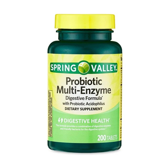 SPRING VALLEY PROBIOTIC MultiEnzyme Digestive Formula Tablets 200