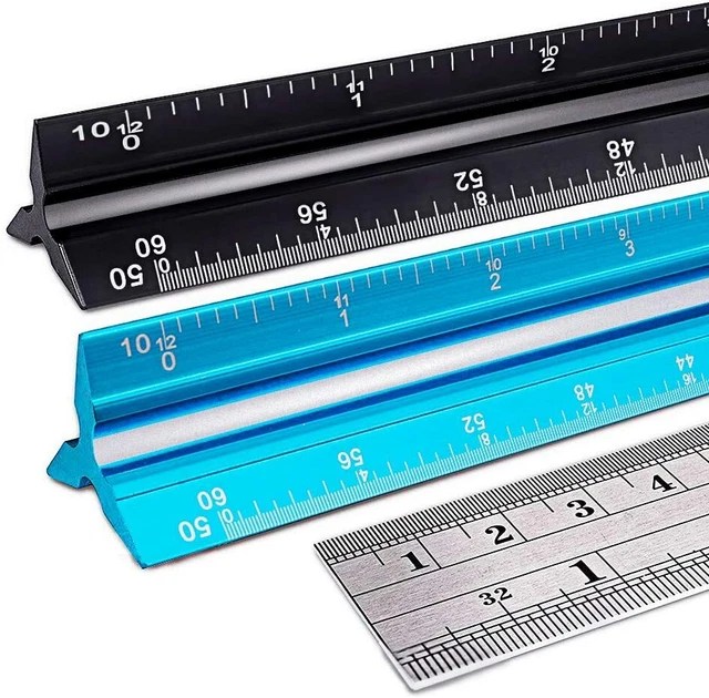 3PCS ARCHITECTURAL SCALE Ruler Triangular Architect Drafting Ruler 12