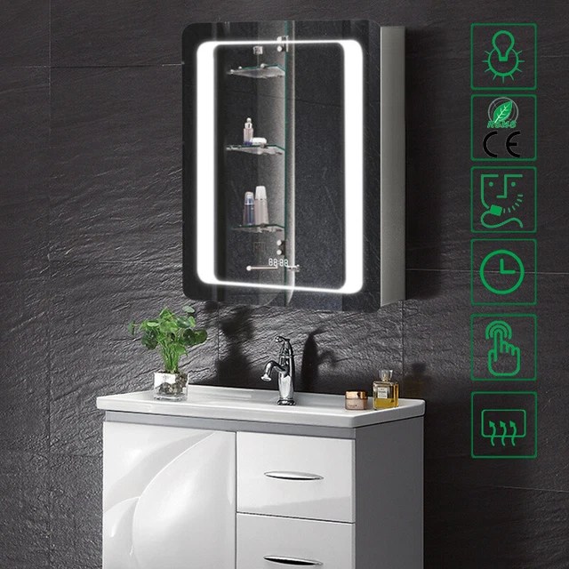 LARGE RECTANGULAR SINGLE Door LED Bathroom Mirror w/Shaver