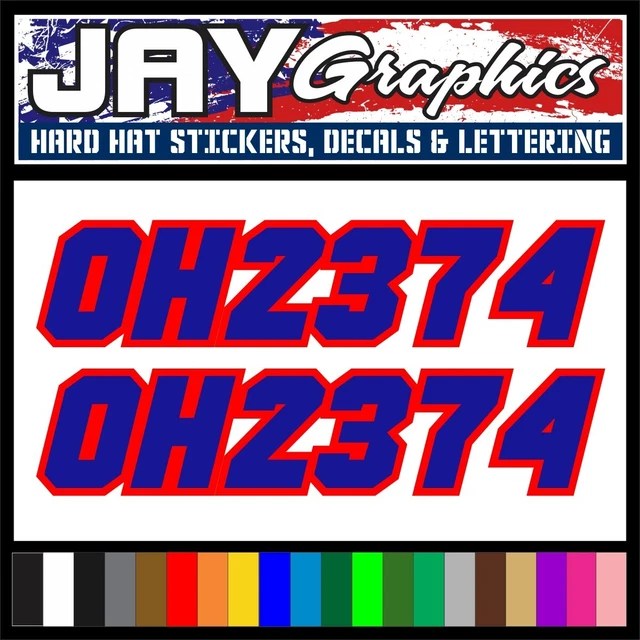 CUSTOM PRINTED SNOWMOBILE REGISTRATION Numbers Lettering with Outline