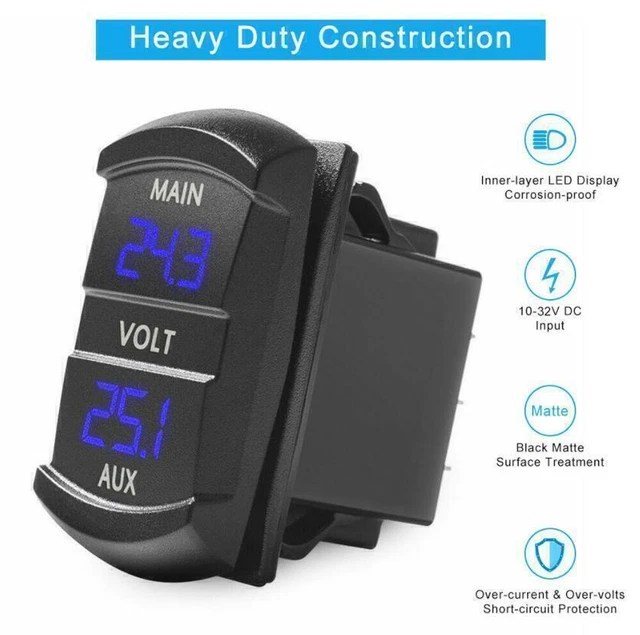 12V VOLT METER Dual Battery Monitor LED Digital Car Boat Voltage Marine