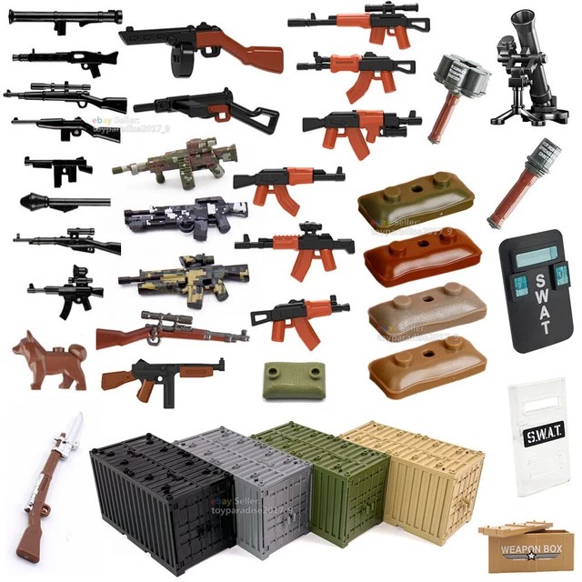 MILITARY WEAPON GUN Rifle Pistol Mortar Motorcycle Building Blocks Toy