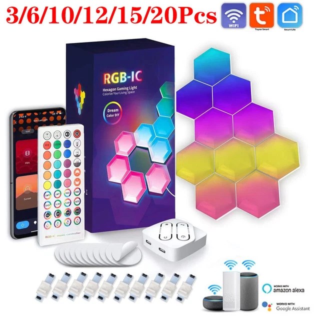 RGB HEXAGON LIGHT Panel Remote APP Control Music Sync Wall Lights