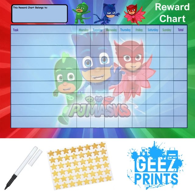 PJ MASK REWARD Behaviour Chart Free Pen & Stickers, Free P&P! 4.42