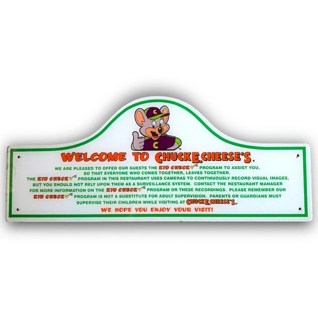 RARE CHUCK E. Cheese's Kid Check In Store Avenger Sign Htf 🌟