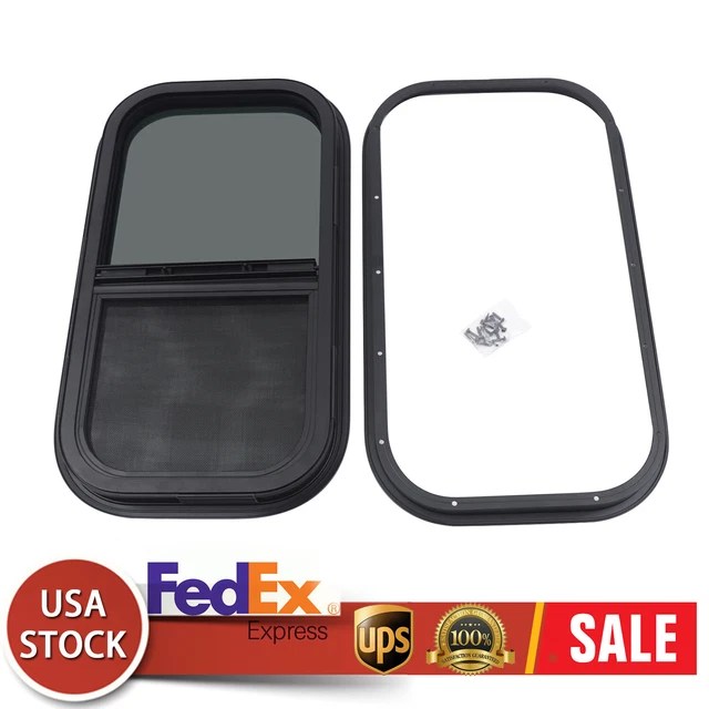 VERTICAL SLIDER RV Camper Window Cargo Trailer+Trim Rings 12 x 22" Wall