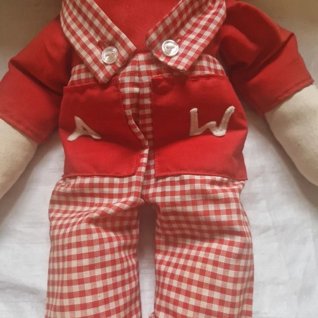 BOY RAG DOLL Red Hair & Outfit Raggedy Andy? Cloth fabric £20.00