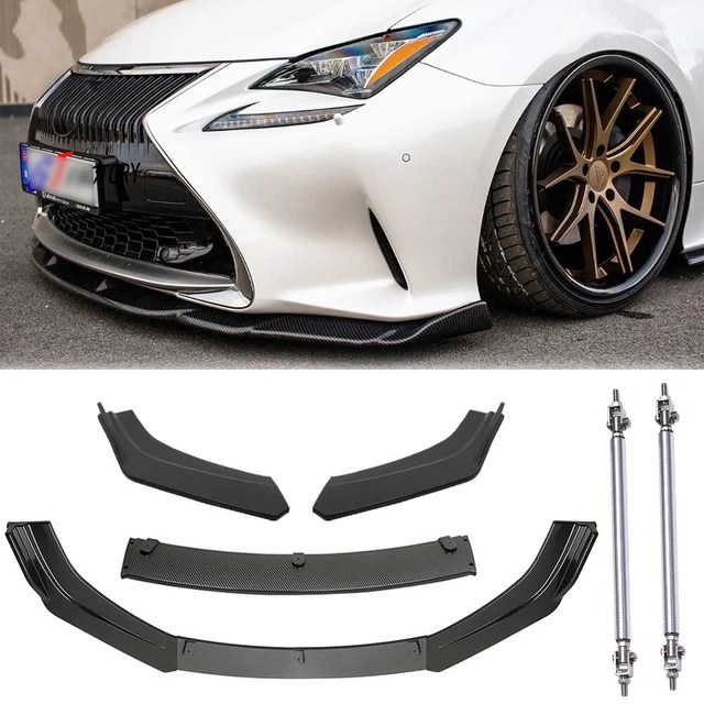 CARBON FIBER FRONT Bumper Lip Spoiler +Strut Rods For Lexus RC200t