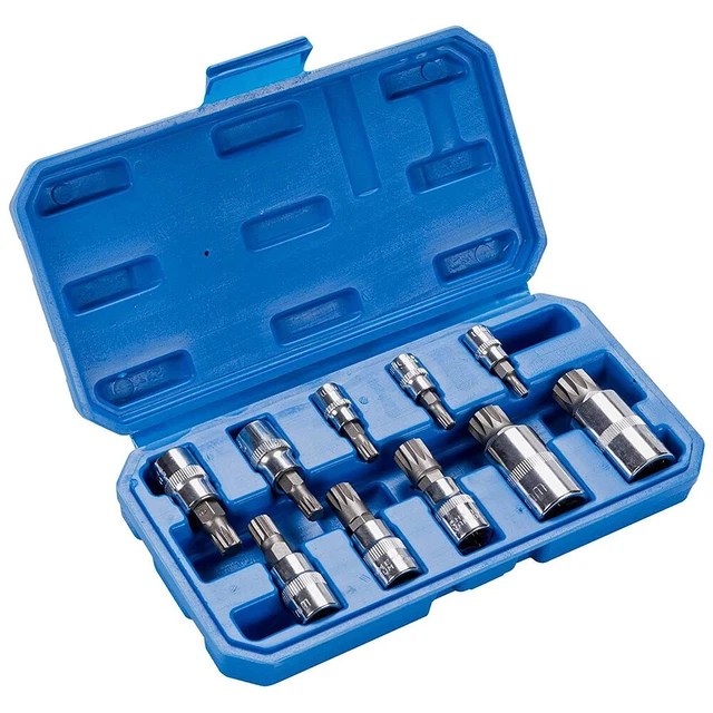 10PC BIT SOCKET Set 12 Point Triple Square Spline Tamper Proof Bits W