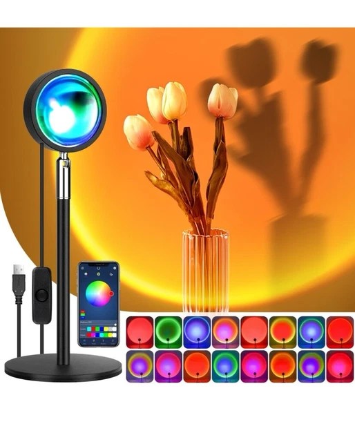 SUNSET LAMP,RGB SUNSET Light, 360° Rotation Sunset Lamp Projector with