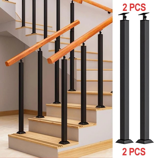 STAIR BALUSTERS POST Black Square Metal Railing Spindles W/ Flat